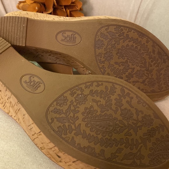 SOFFT Leather Sandals Cork Wedge Slide 9W - Picture 7 of 9